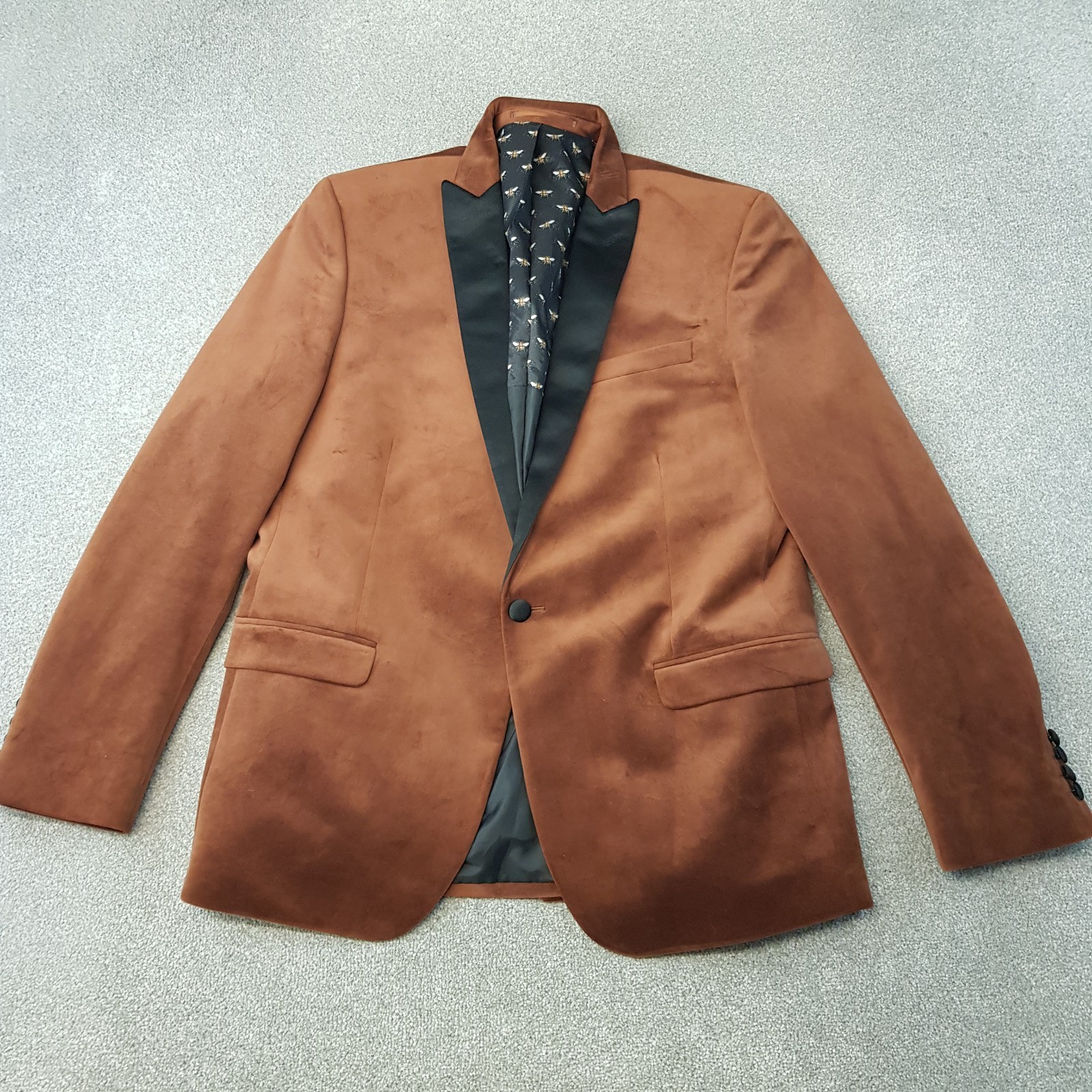 Limehaus Mens Jacket 44R Copper Orange Velvet Tuxedo Smoking Blazer Dinner Cigar