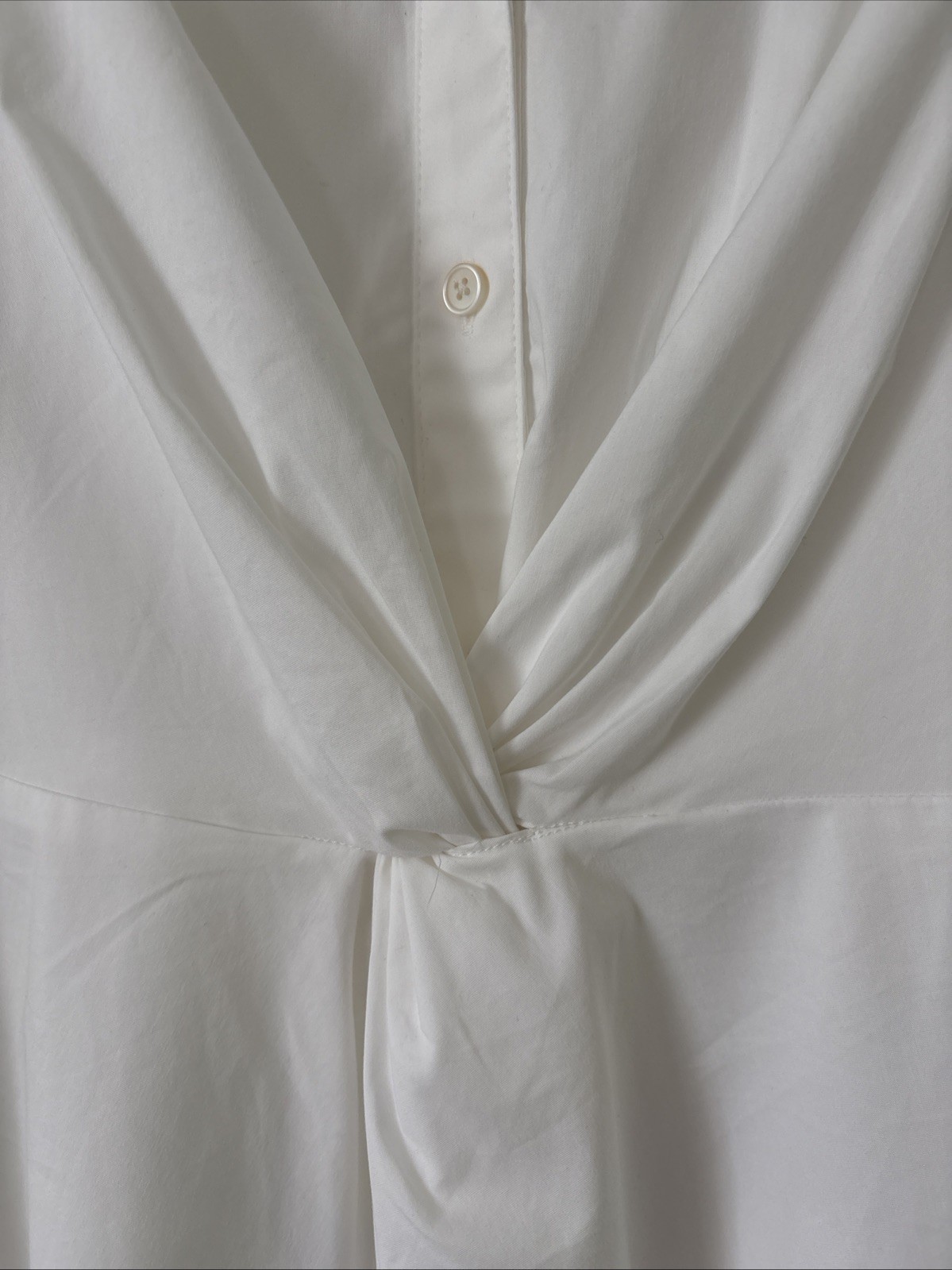 J. Jill Wearever Collection Poplin Shirt Ruched Twist Front Detail XL White