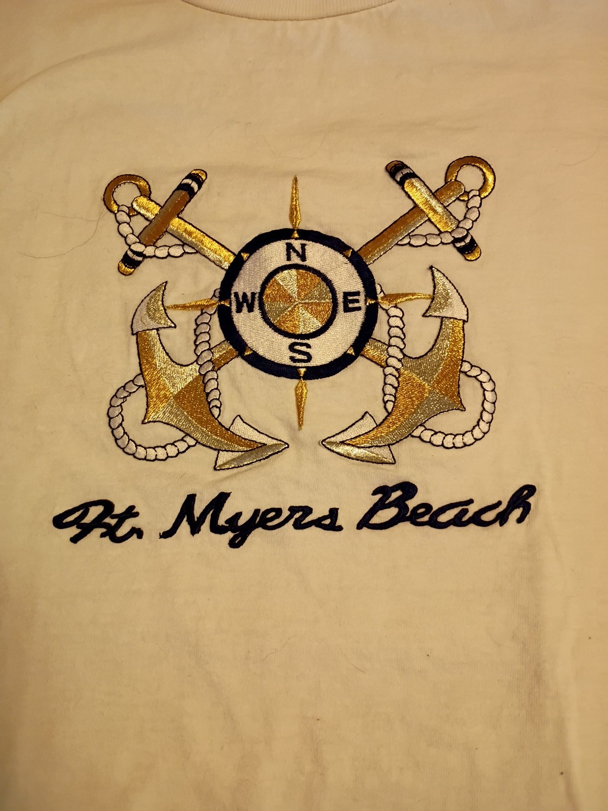 Men’s Tultex Ft. Myers Beach Embroidered Graphic T-Shirt White M New
