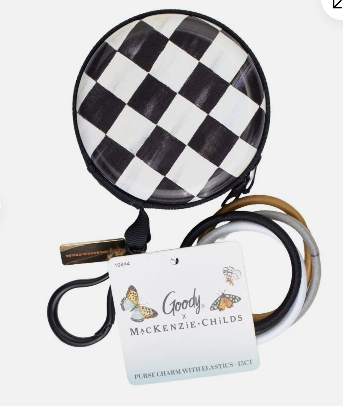 MacKenzie Childs x GOODY Purse Charm Courtly Check round pouch backpack dangler