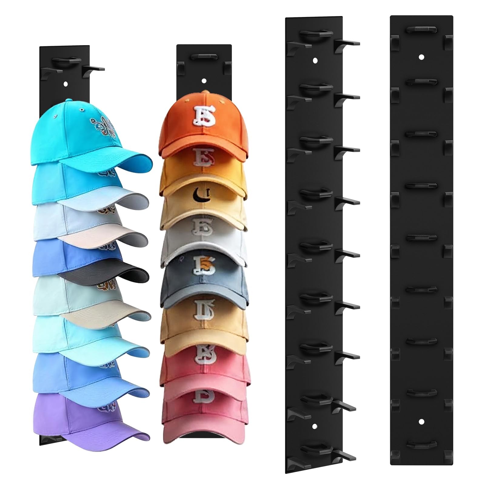 2 Pack Hat Organizer For Baseball Caps, Hat Rack for Wall Holds 18 Hats | Thick