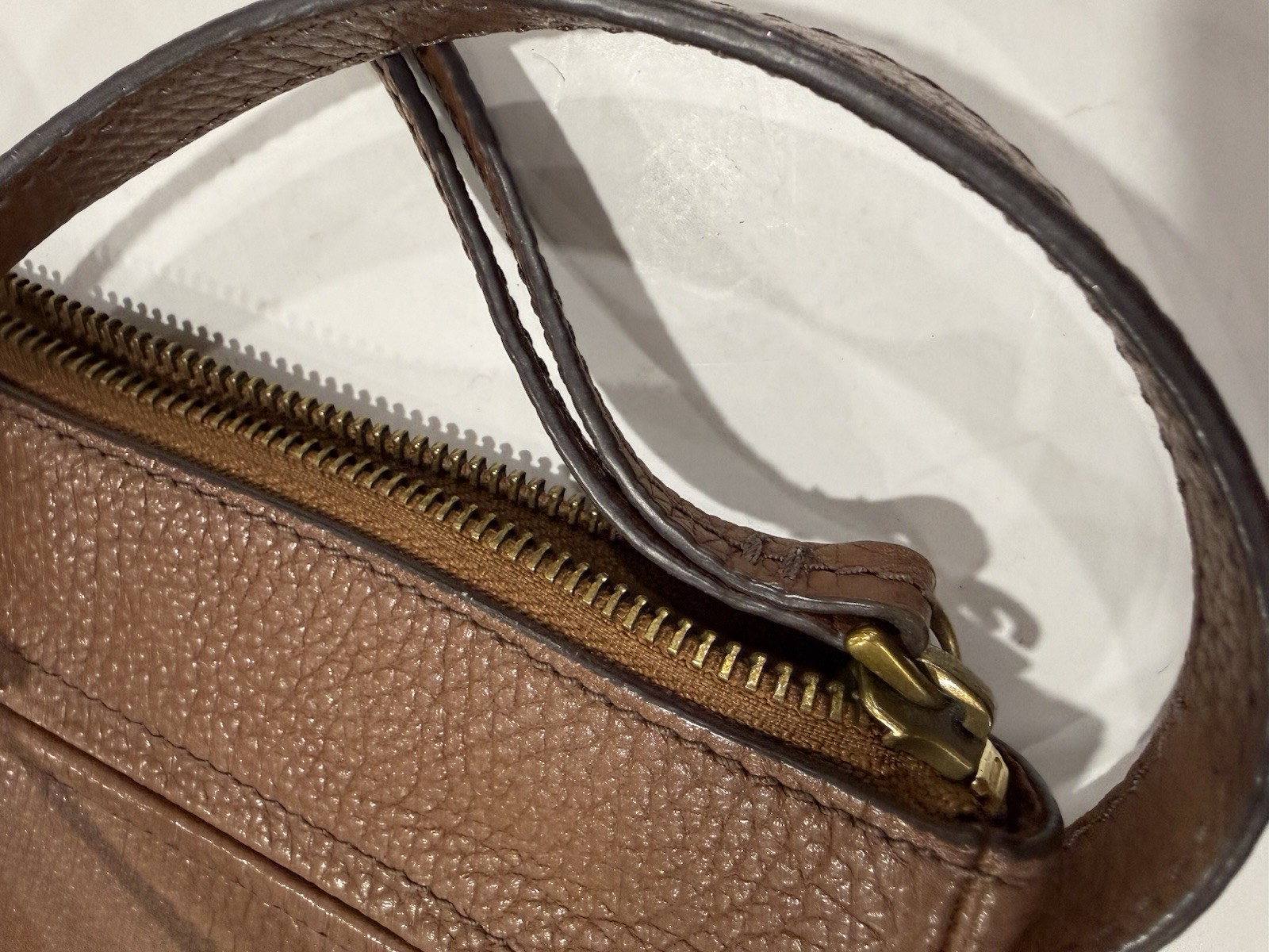 Brown Genuine Leather Pebbled Fossil Purse Crossbody Adjustable Strap SHB2037