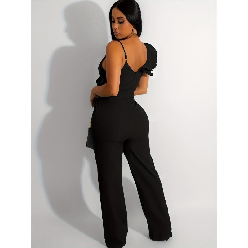 Womens Sleeveless V-Neck One Piece Jumpsuits | Romper Wide Leg Pant|Sexy Party