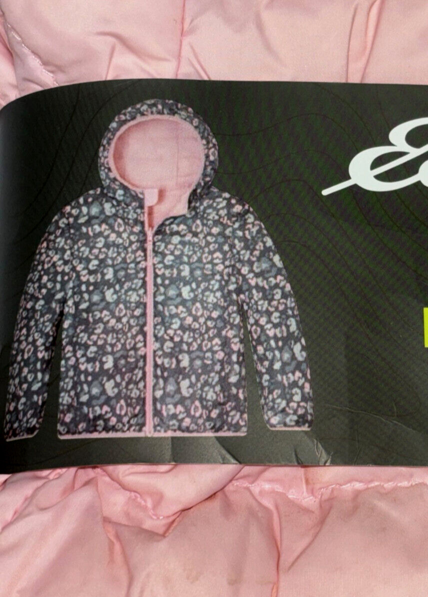 Eddie Bauer Girls Reversible Jacket Full Zip Hooded (Pink Floral, xs 5/6)USED