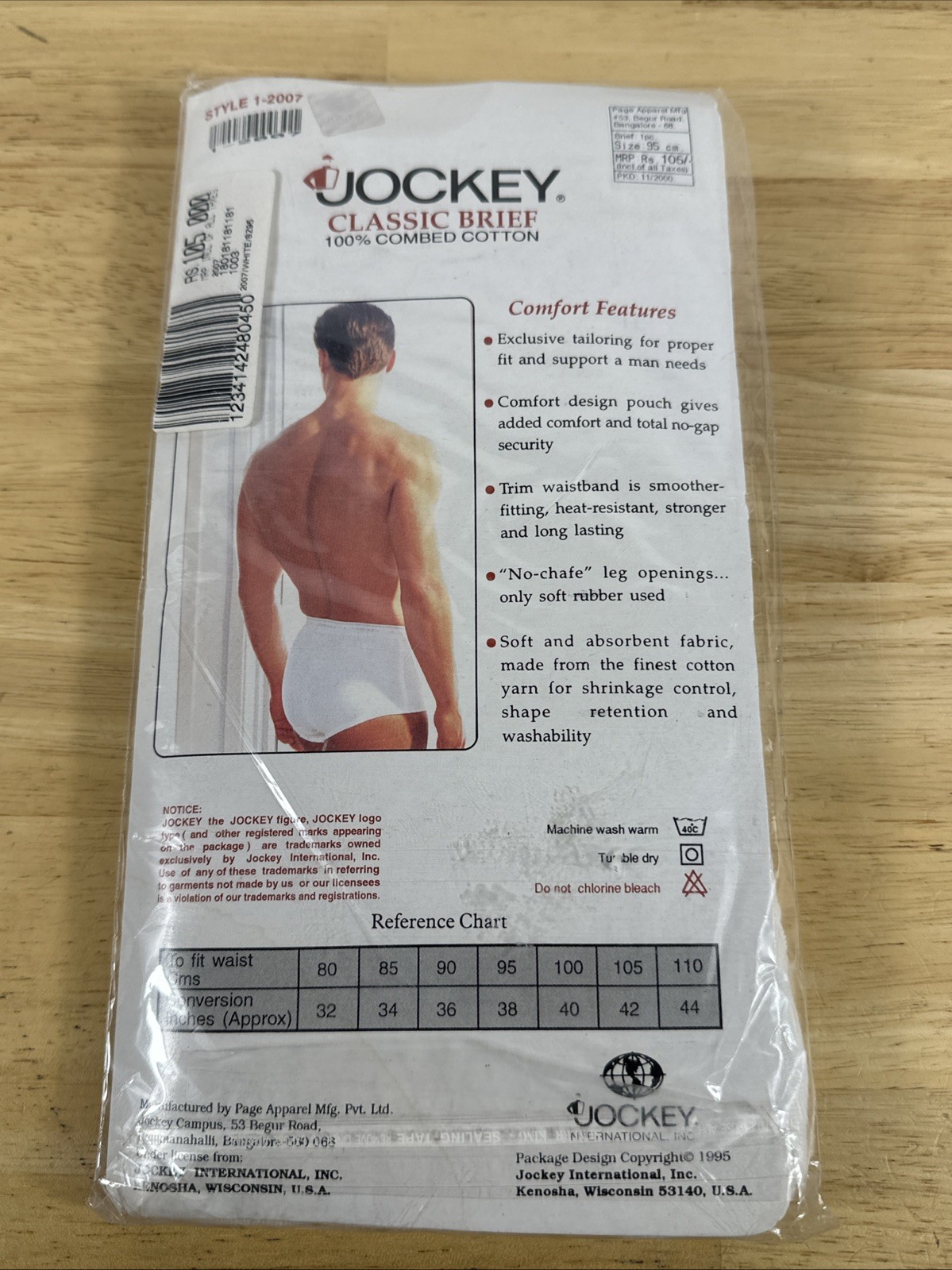 Vintage Jockey Classic Brief 100% Combed Cotton Brief Style 1 – 2007, Brand New