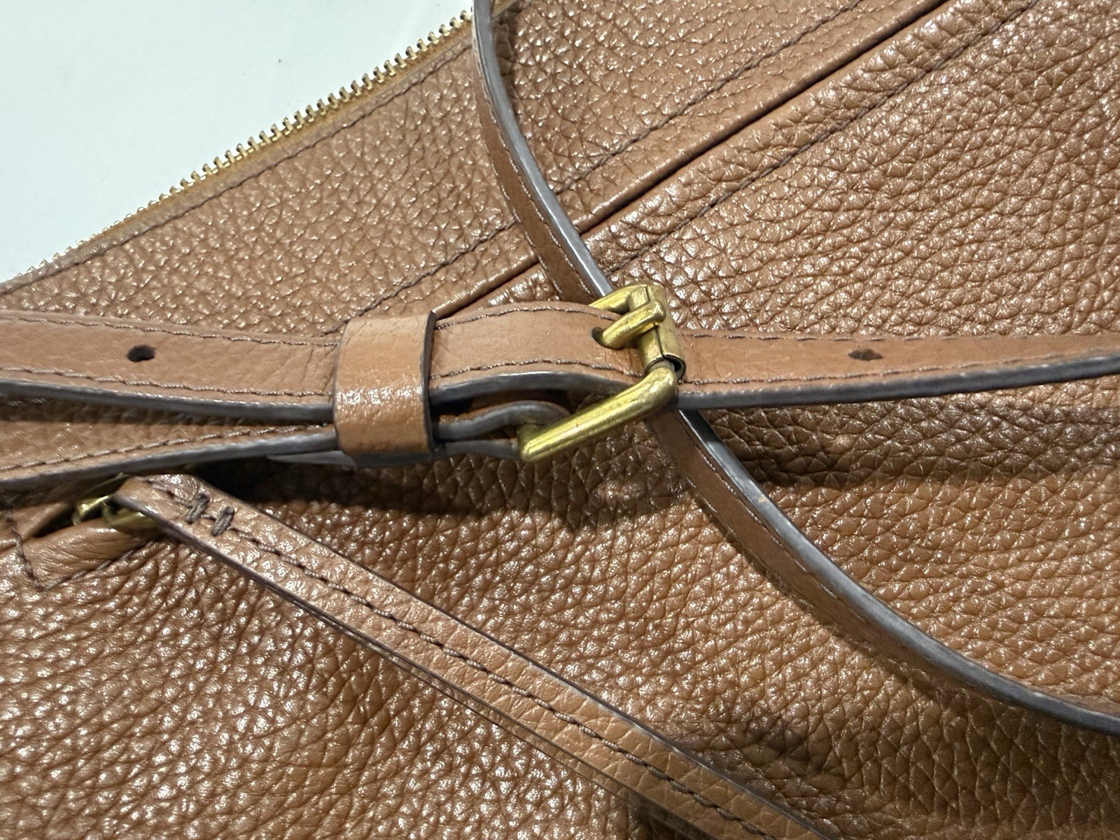 Brown Genuine Leather Pebbled Fossil Purse Crossbody Adjustable Strap SHB2037