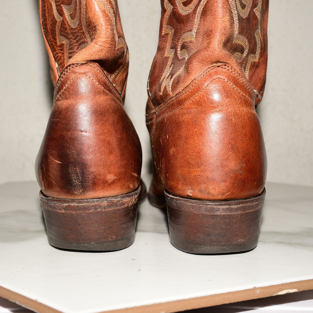 J Chisholm Leather Boot Western Brown Men US 10.5 D