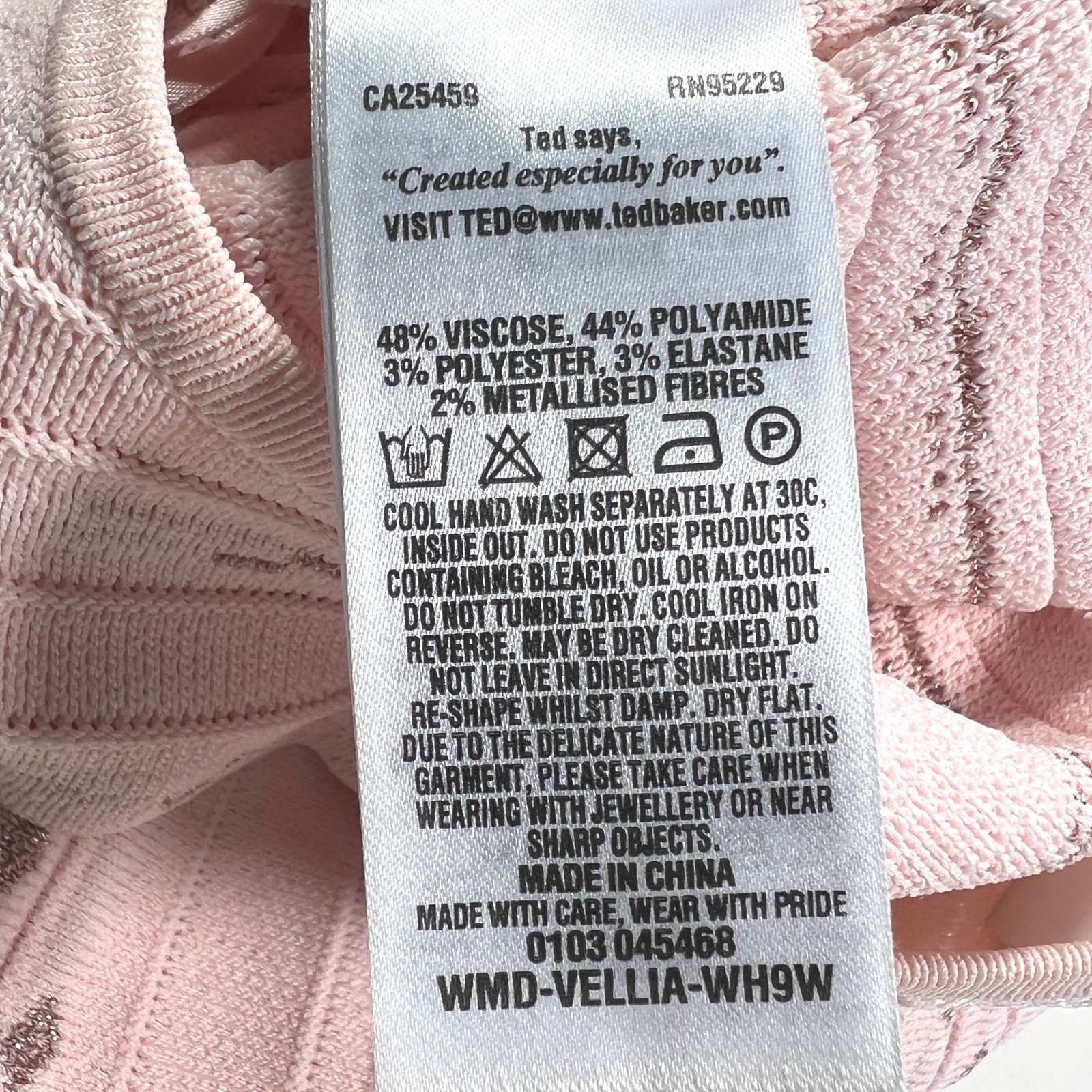 Ted Baker Vellia Flippy Knit Skate Dress Women 3 Pink Pointelle Fit Flare Pastel