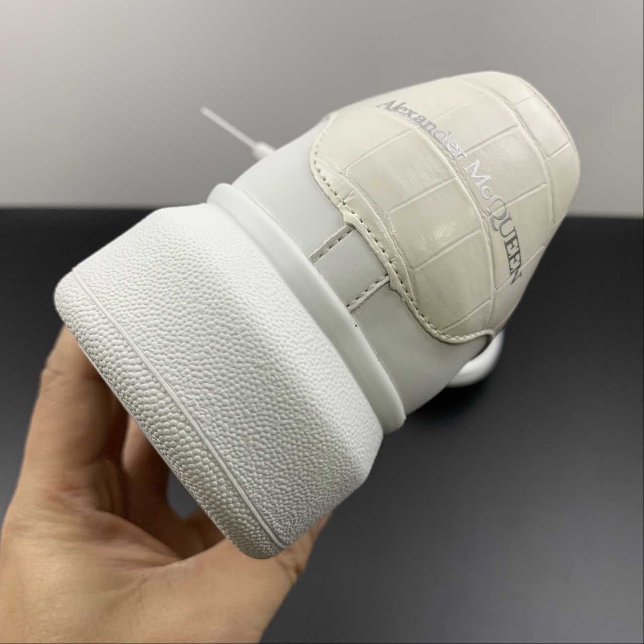 Alexander McQueen Oversized Sneaker White Croc Heel Mesh Dot Laces Unisex Leathe