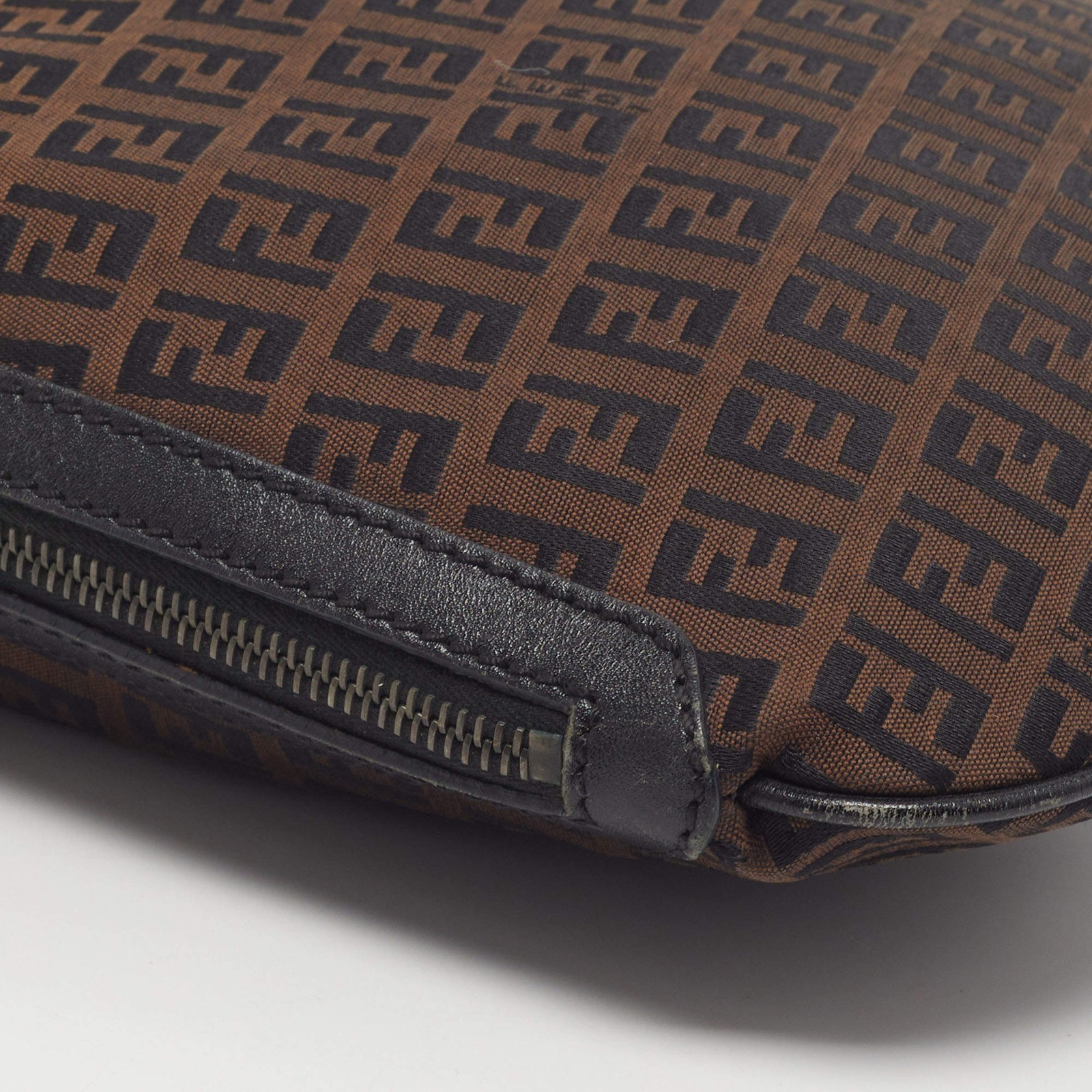 Fendi Oyster BrownBlack Zucchino Canvas Hobo