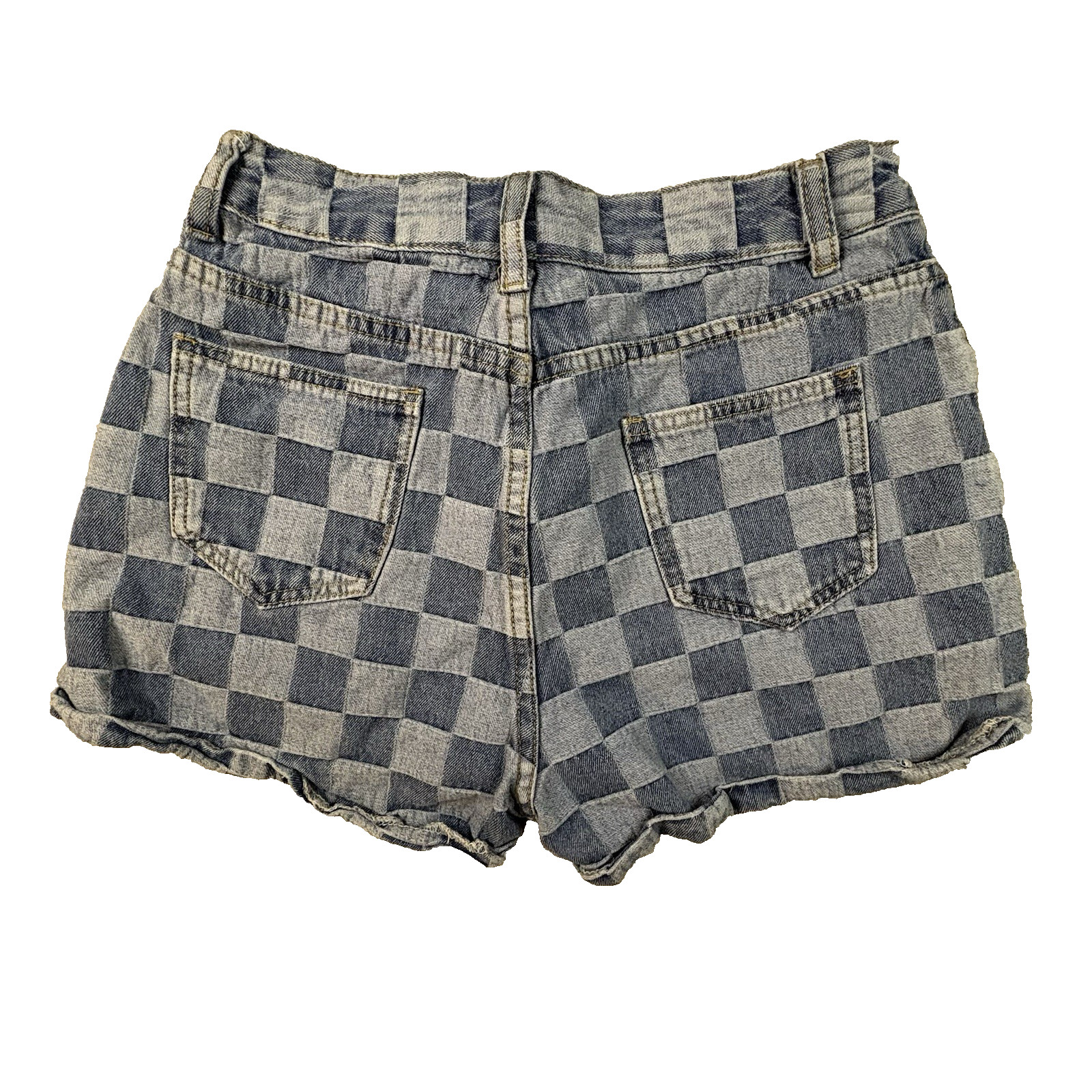 Shein Women’s M (27×1.75) Blue Checkered Denim Shorts Y2K