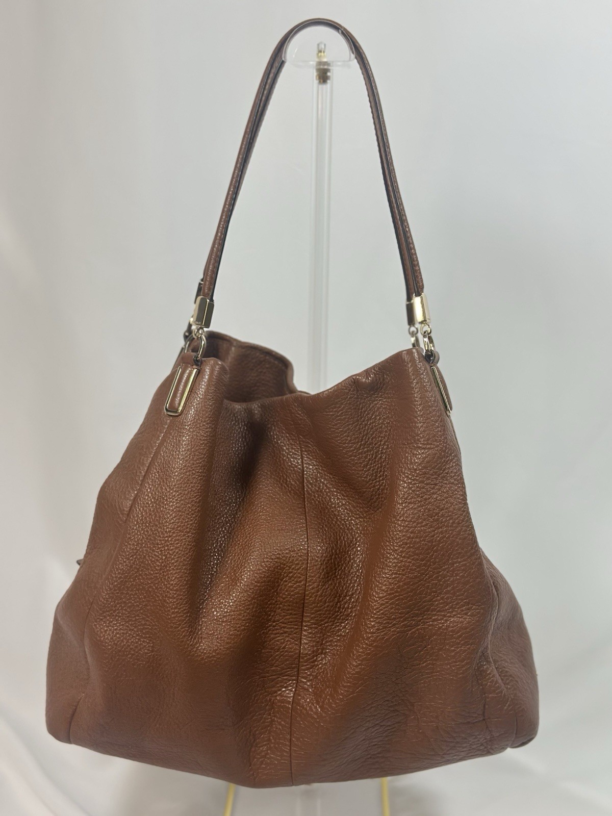 Coach F34495 Madison Phoebe SM Shoulder Bag Saddle Brown Soft Pebble Leather