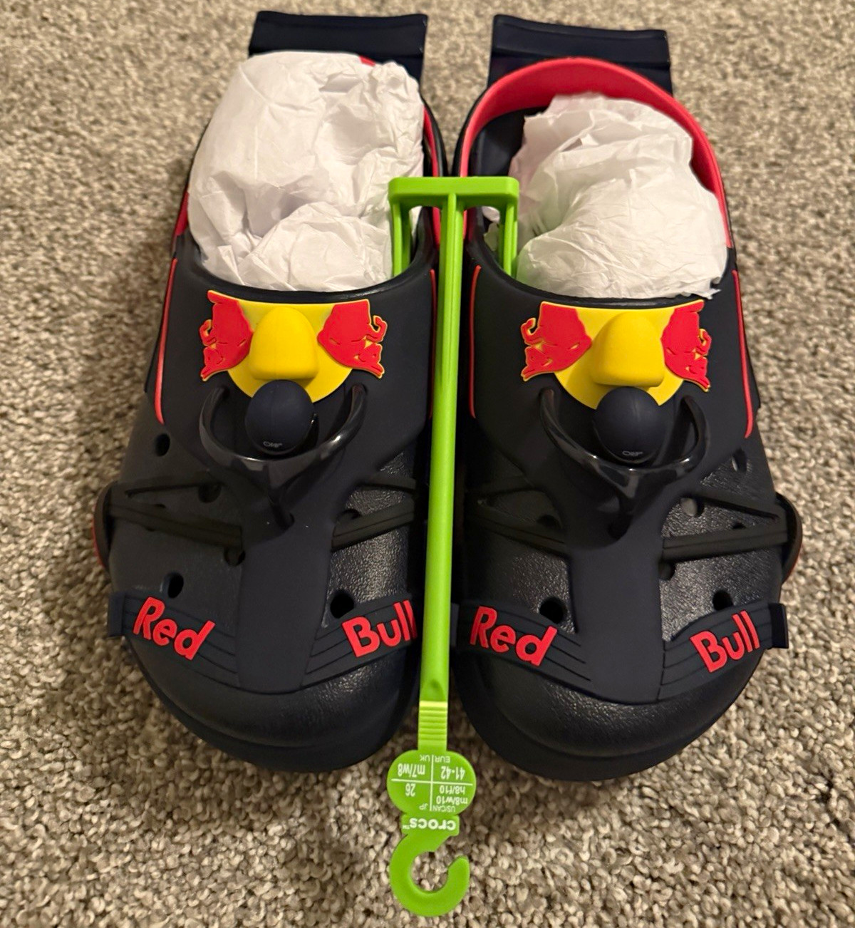 Crocs Oracle Red Bull Racing Slide Sandal US 8 Black Red Yellow Logo