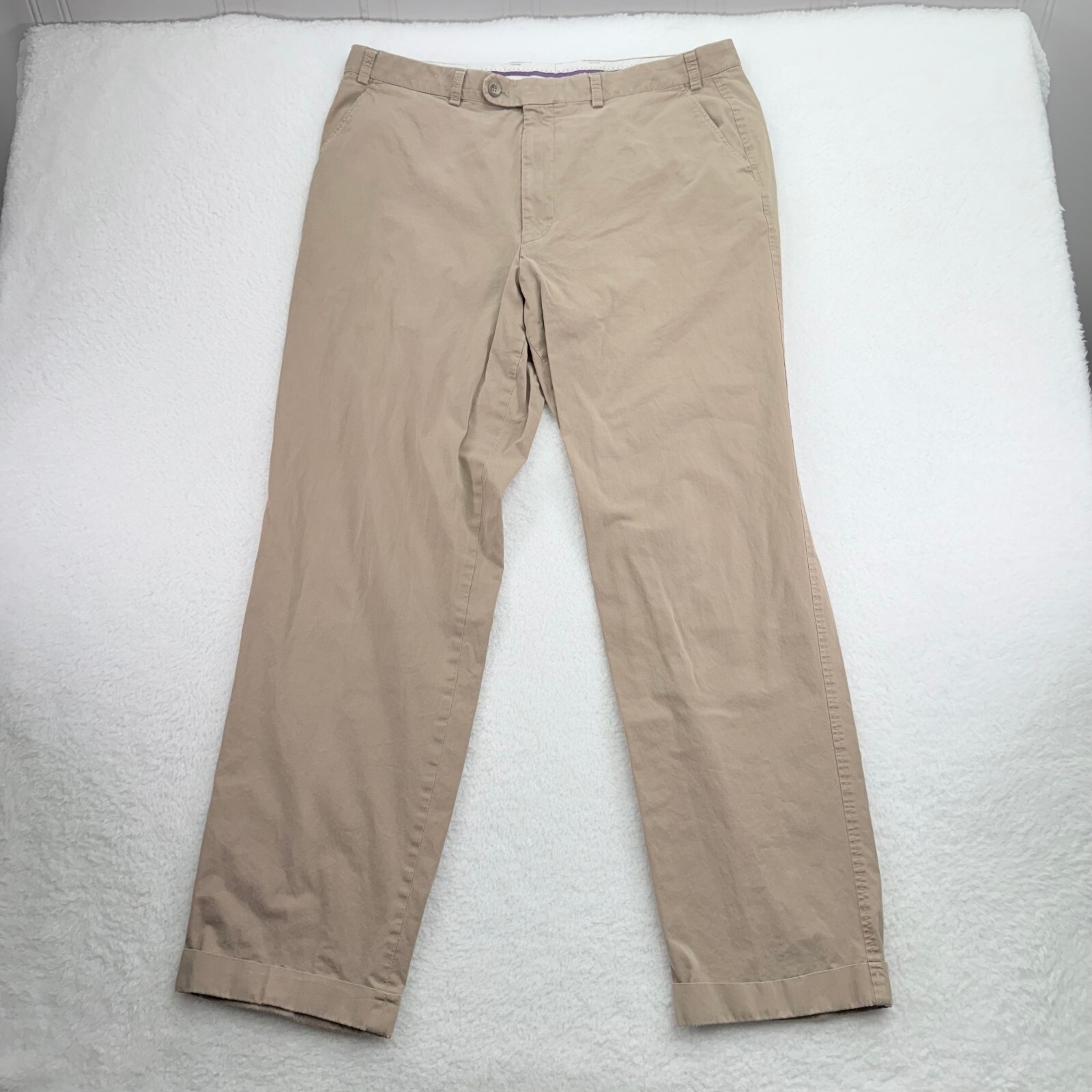 HILTL Pants Mens 38×31 Beige Chino Flat Front Cotton Blend Stretch