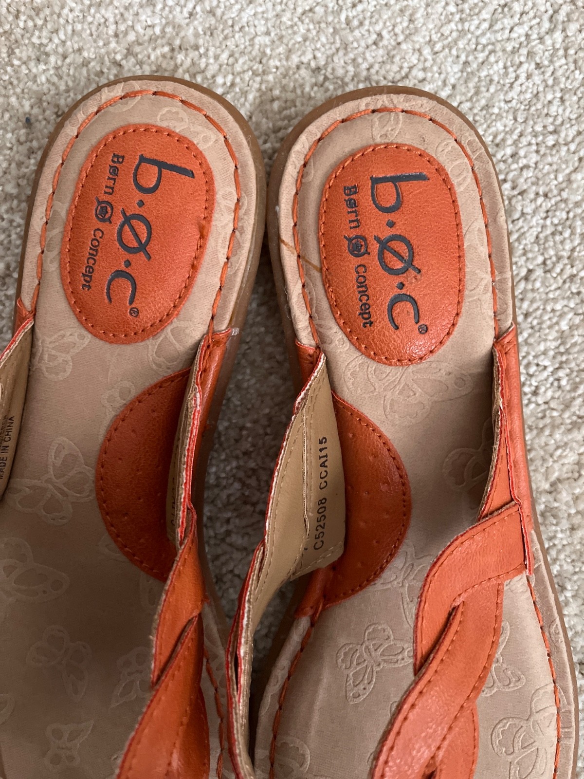 BOC Born Womens Size 7 Orange Thong Slip On Sandals