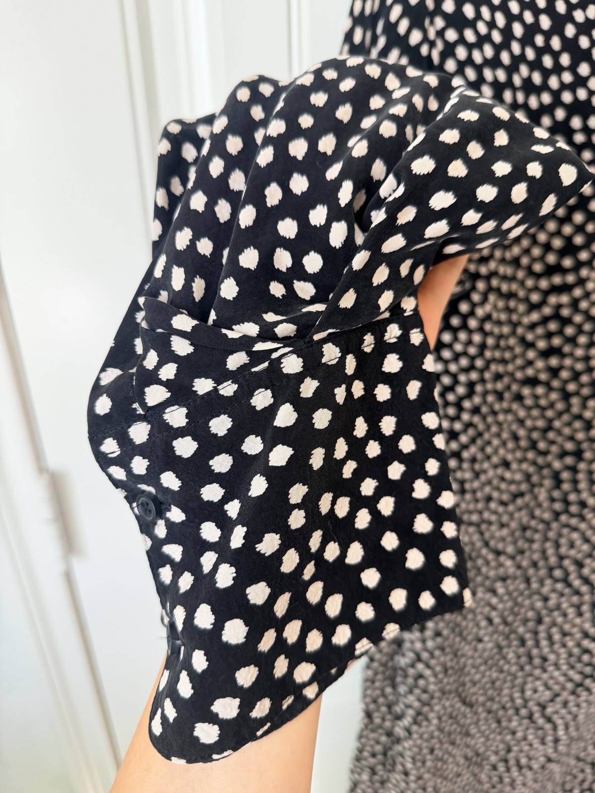 COS Women’s Black White Polka Dot Midi Dress Long Sleeve Size EU 42 US 10