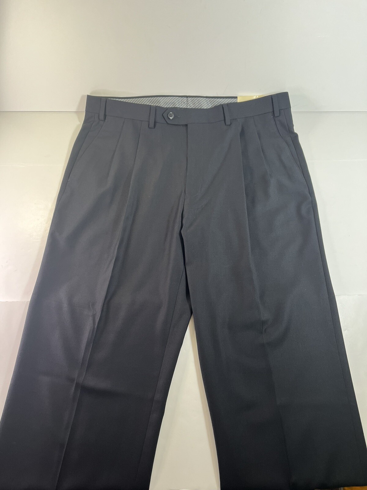 NWT! Lauren Ralph Lauren Black Pleated/Cuffed Dress Pants Mens 36×34 Poly/Rayon