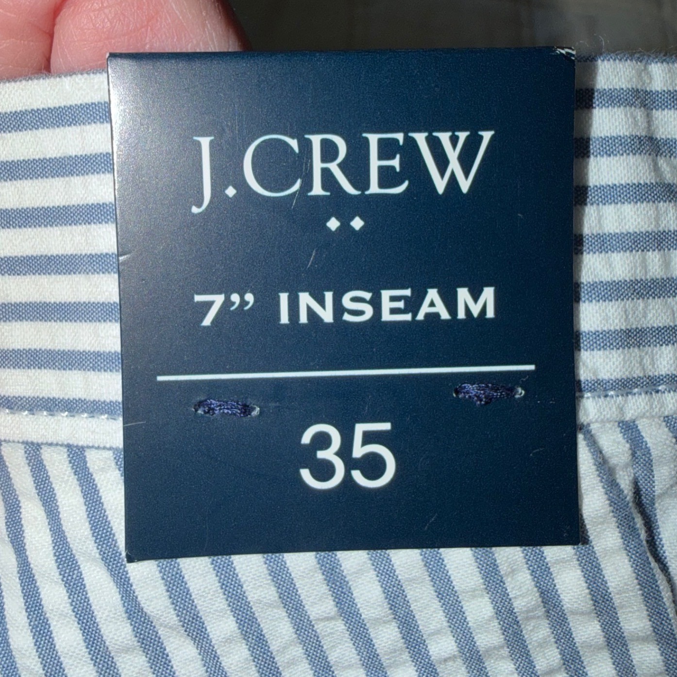 J.Crew Mens 35 Seersucker Shorts 7 Inch Inseam Blue White Striped NWT