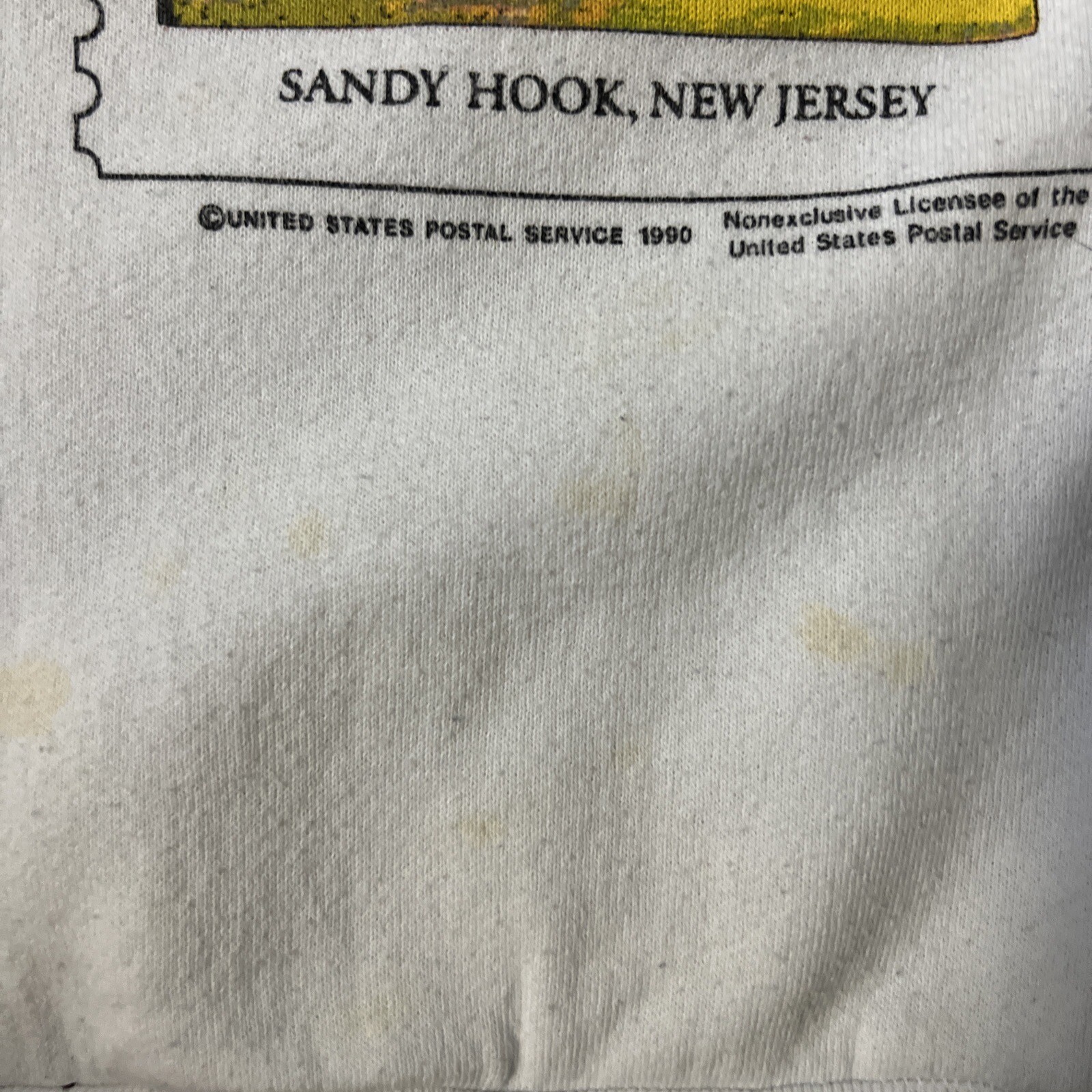 Vintage 1990 USPS Stamp Sweatshirt Sandy Hook Lighthouse New Jersey Medium