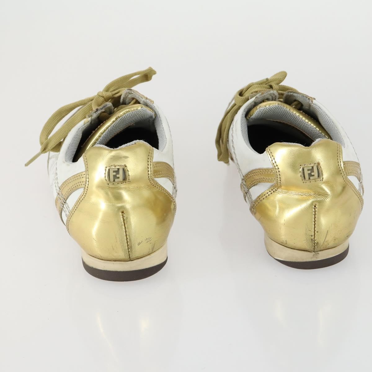 FENDI LOUIS VUITTON Sneakers Leather 2 Set White Brown Auth ti3631