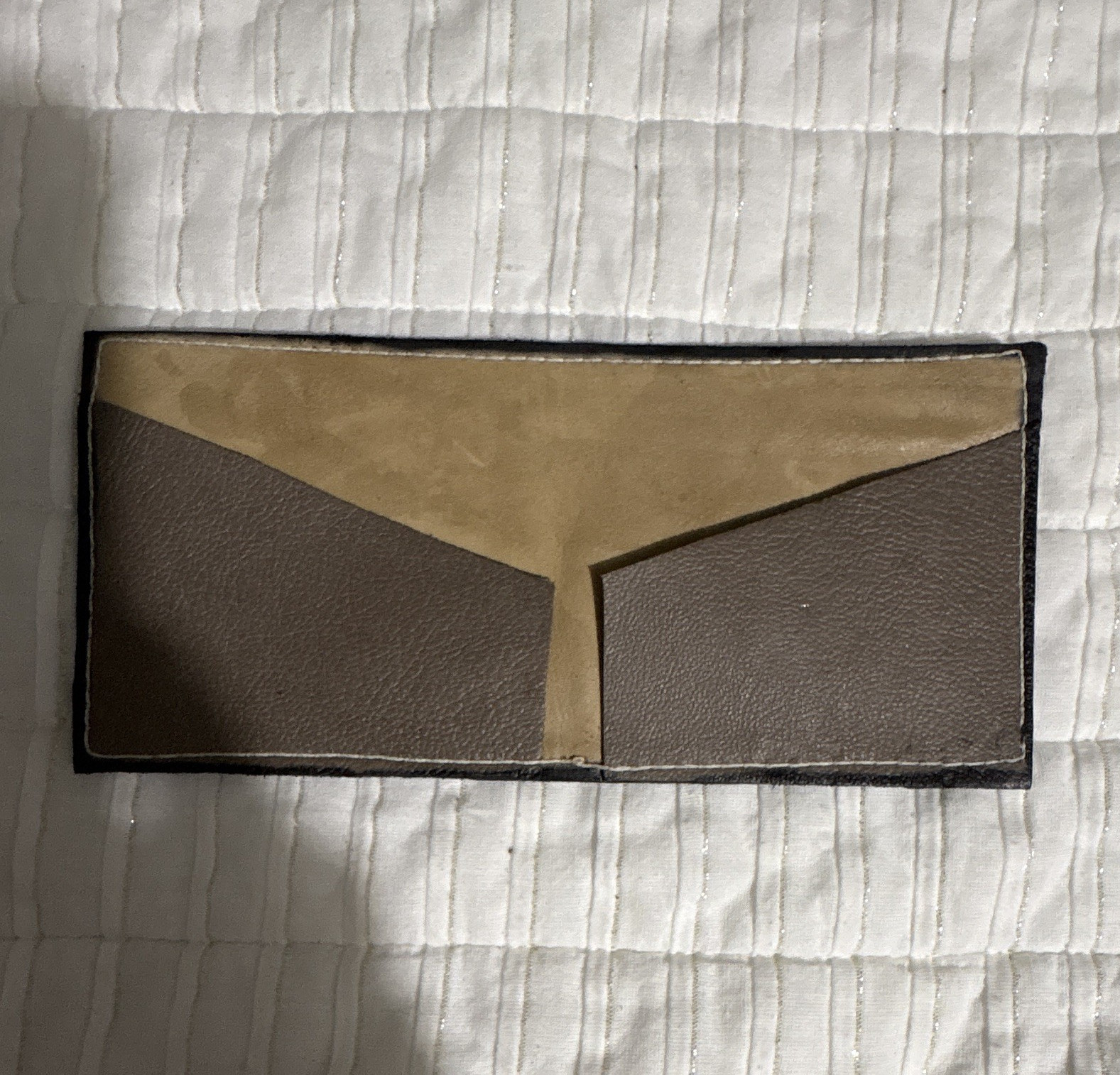 Women’s Folding Bi-Fold Wallet, Brown & Beige Colorblock Pattern