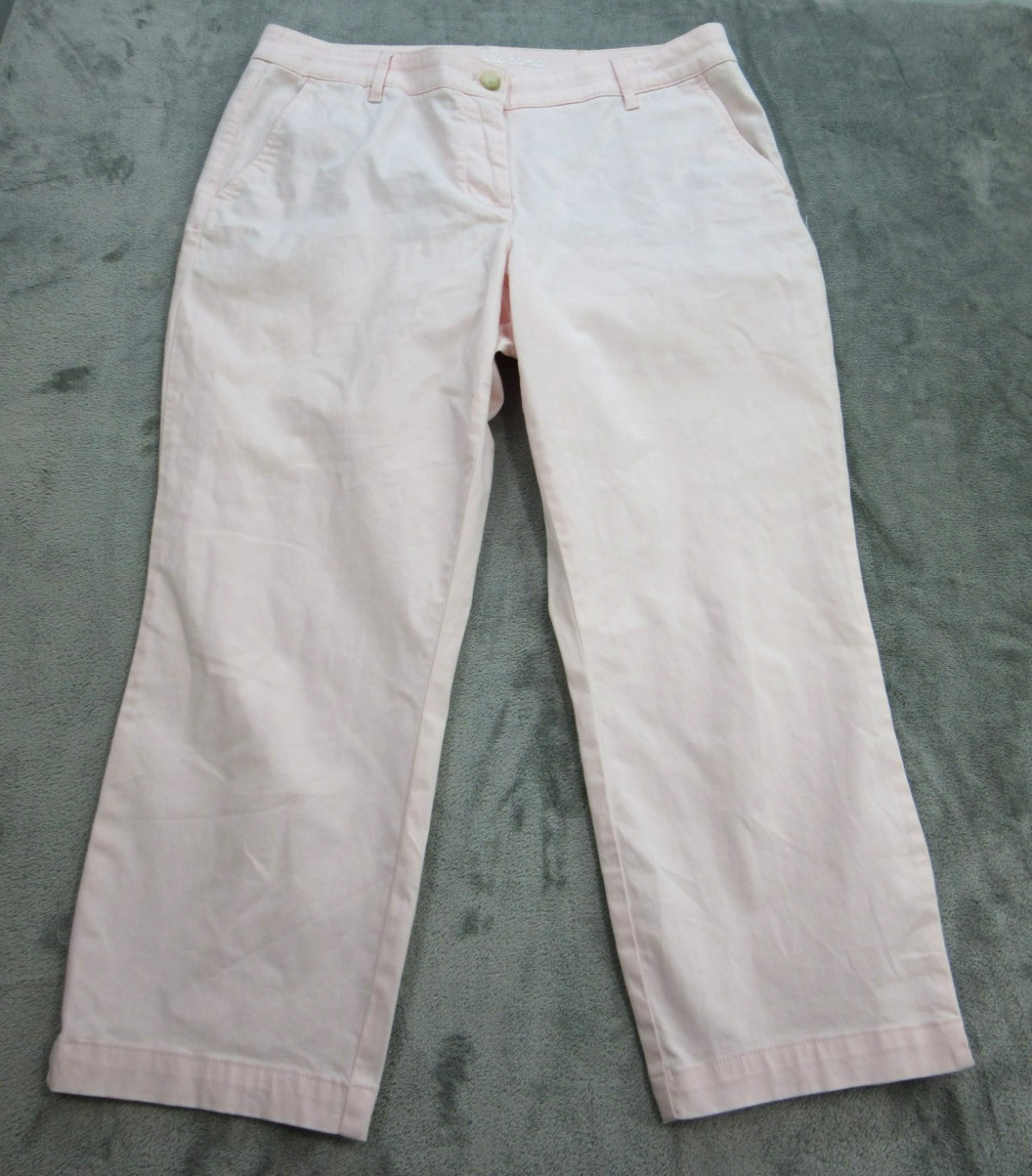 Tommy Bahama Women’s Size 12 Chino Pants Cropped Pink Fly Zipper w/ Pockets