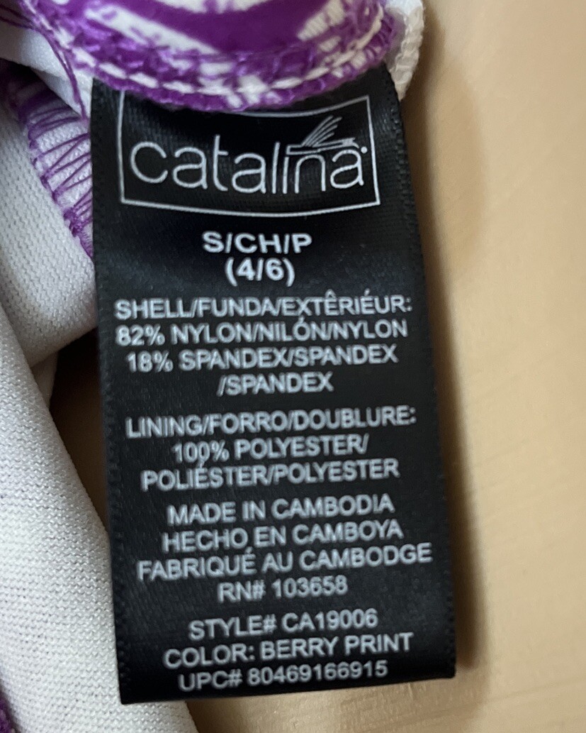 Catalina Women Halter Swimsuit Size Small Purple Stretch One Piece Bathing Suit