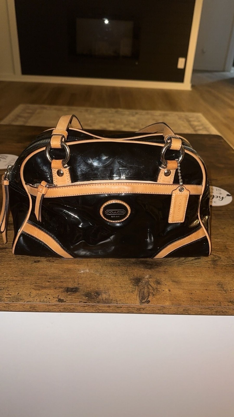 Coach Black Patent Leather Satchel Handbag