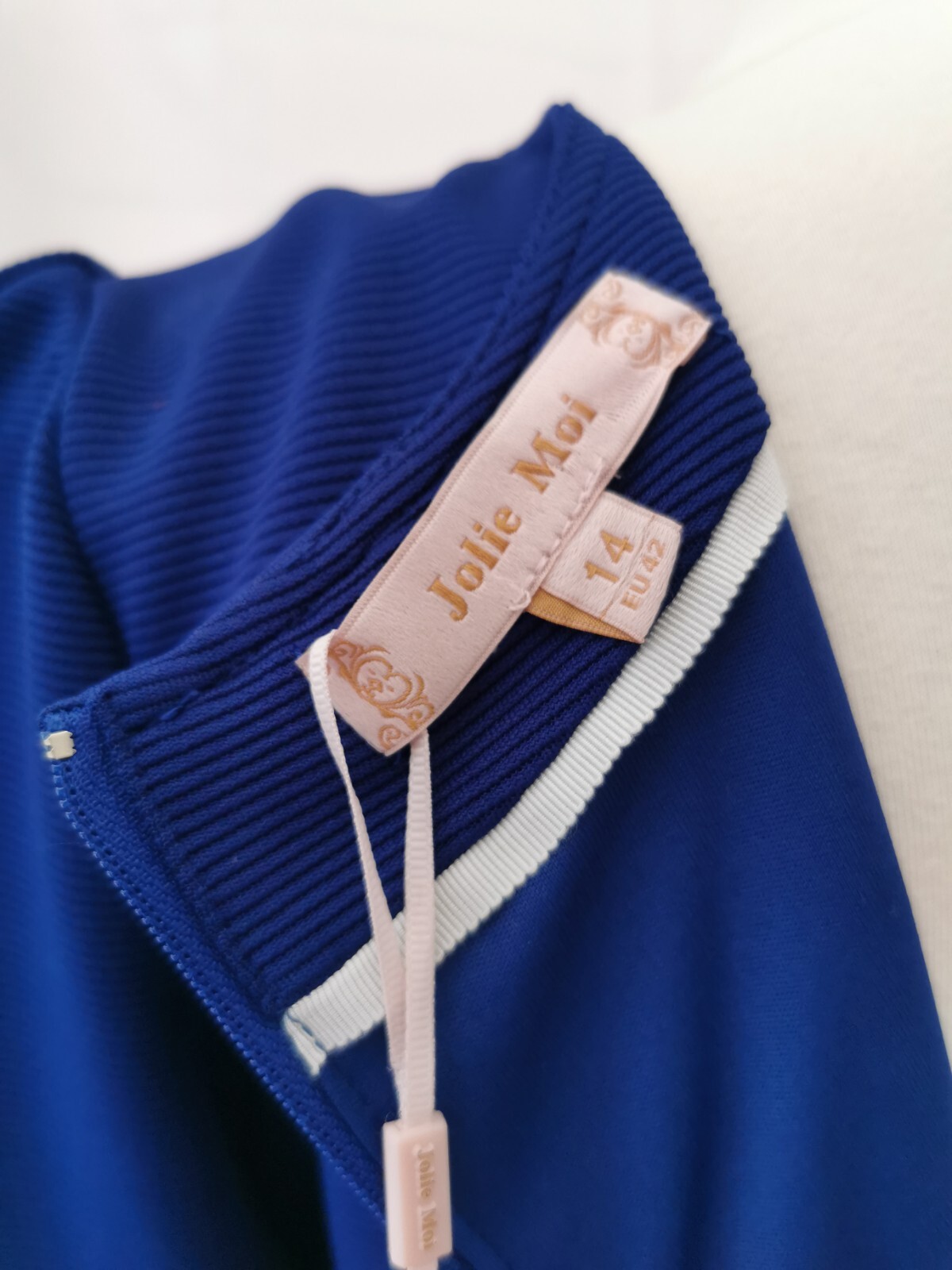 Jolie Moi Ladies Dress Bnwt Size 14 Royal Blue Lined 3/4 Sleeves Scoop Neck