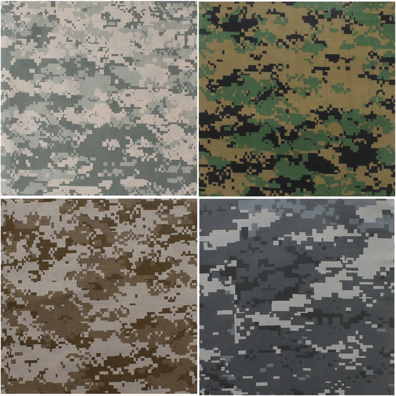 Camouflage Bandanas Cotton Head Face Cover Headwraps Bandanna 22″ x 22″, 4 Pack