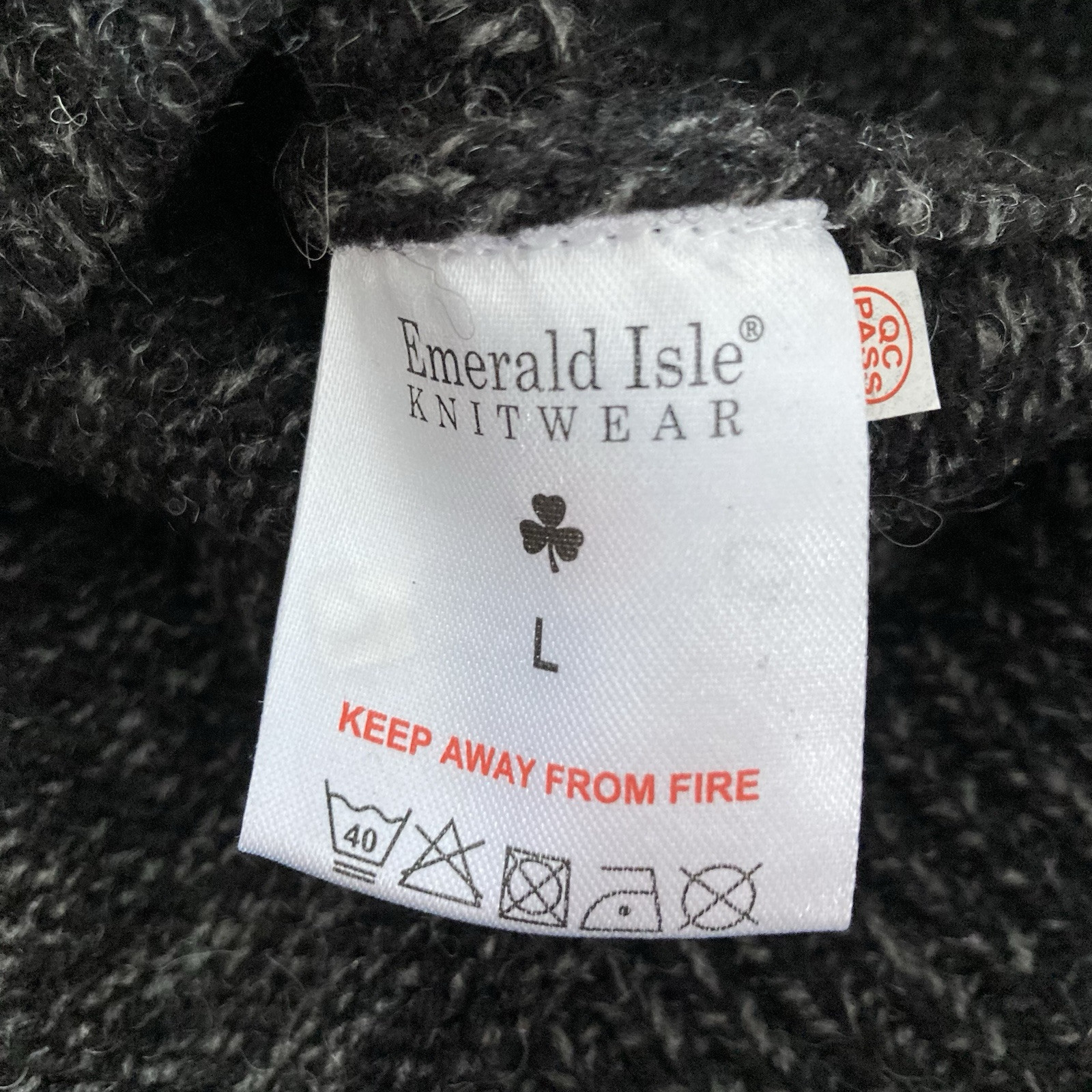 Emerald Isle Knitwear 1/4 Zip Wool Blend Pullover Sweater Mens Large Charcoal