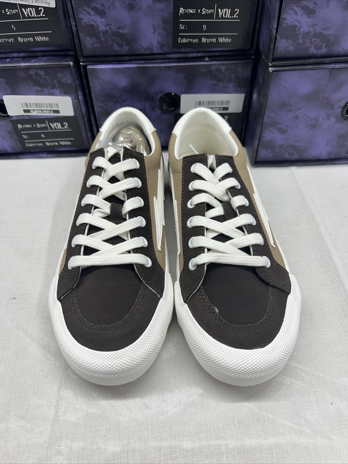 NEW! Revenge X Storm Vol. 2 Lo-Top Brown/White Sneakers – Unisex – NIB
