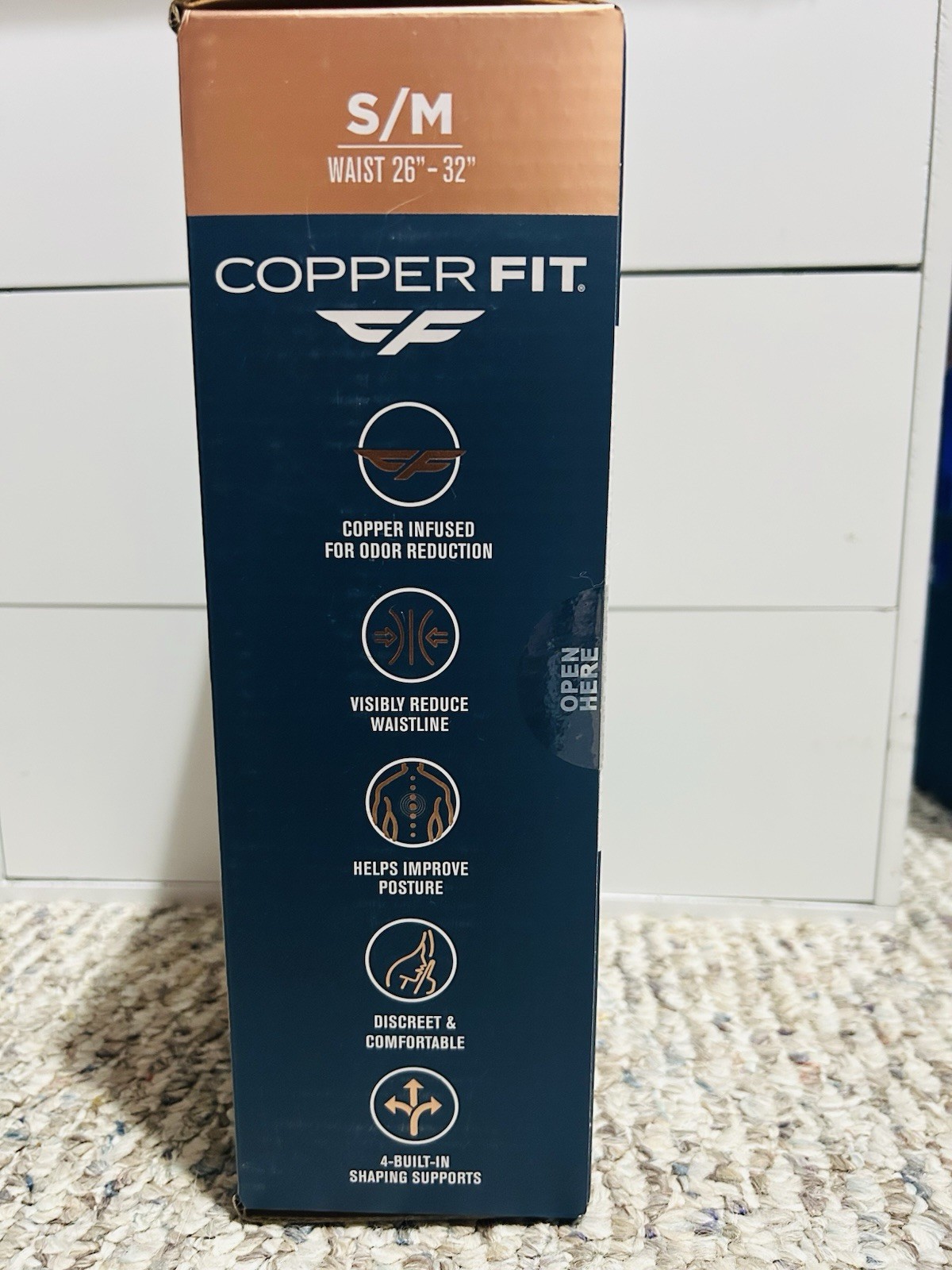 NEW*Copper Fit Core Shaper, Support Back/Shape Waist, Copper Infused, S/M,26-32”