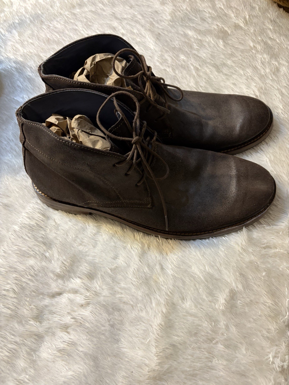 Mark Nason Skechers Men’s Brown Leather Chukka Lace-Up Round Toe Boots 10.5