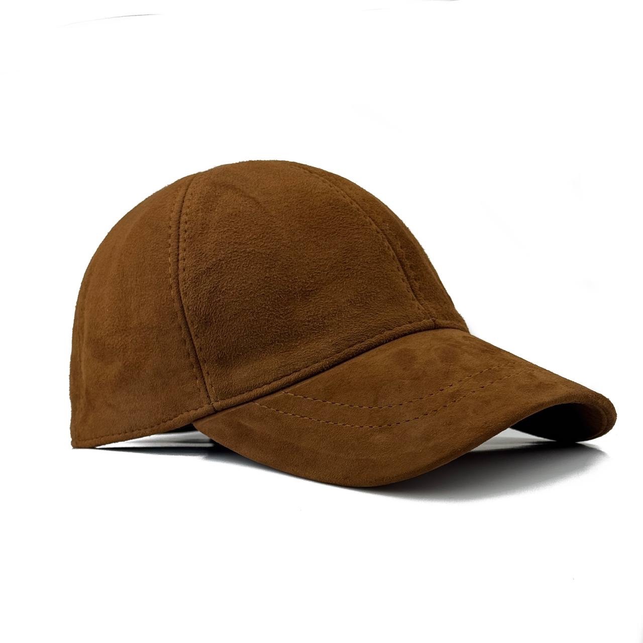 Real Suede Leather Baseball Cap for Men – Handmade Premium Quality Brown