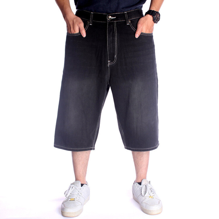Men’s Hip Hop Denim Shorts Baggy Skateboard Jeans Oversized 34 36 38 40 42 44 46