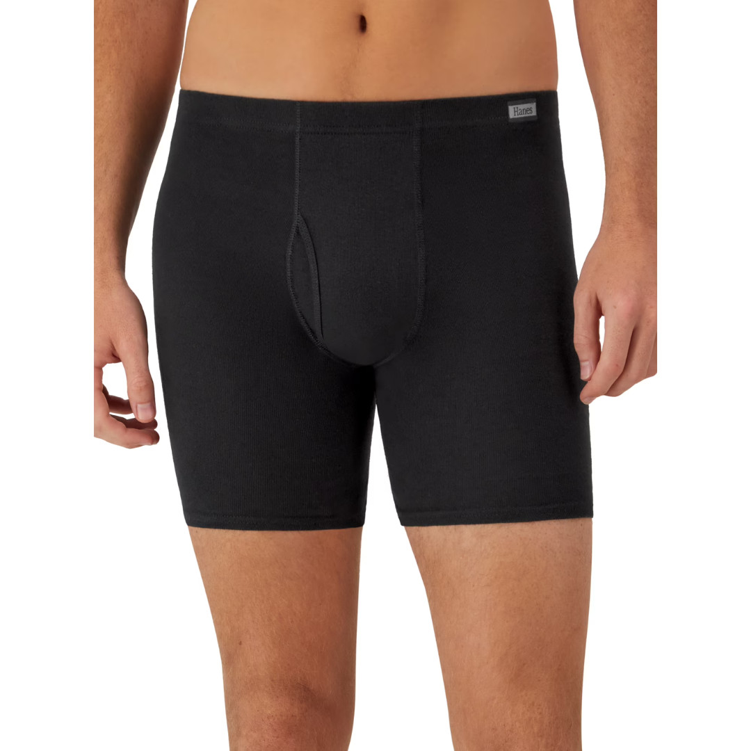Hanes Men’s Super Value Pack Covered Waistband Boxer Briefs 10 Pack, Size S-XL