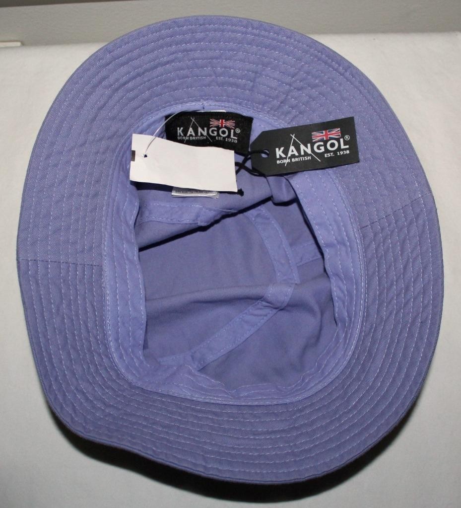 KANGOL Garment Washed Lavender Cotton Bucket Hat Cap Kangaroo Logo MEDIUM *1F