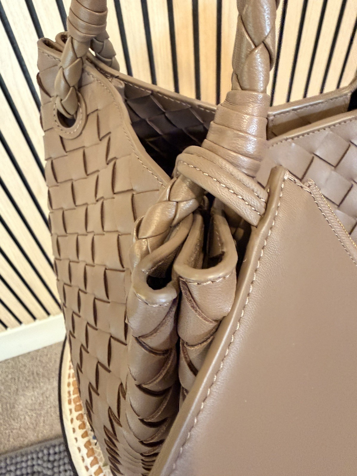 Bottega Veneta Intrecciato Large Parachute Shoulder Bag Pinecone