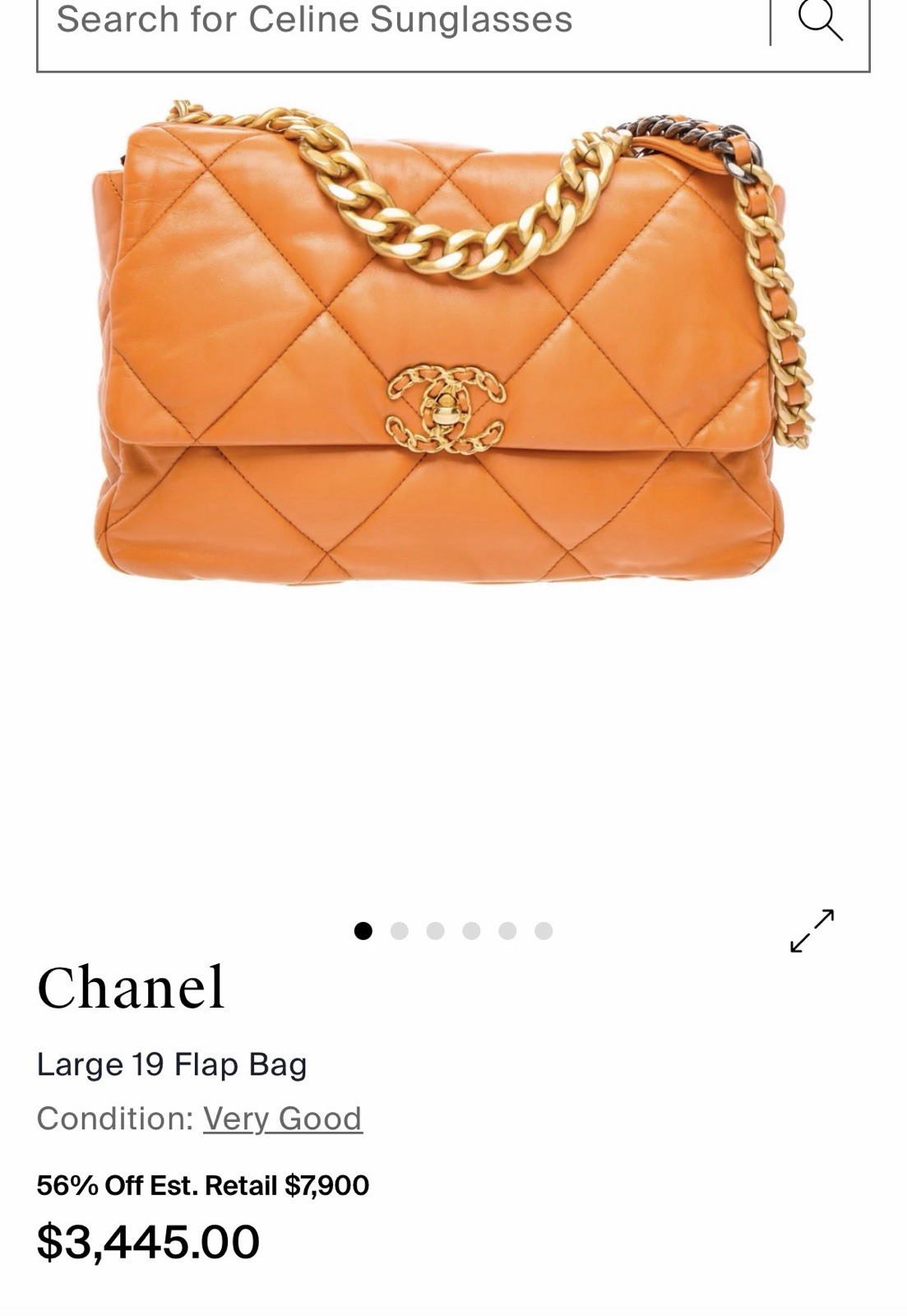 CHANEL 19 Large Quilted Flap Bag Orange/Caramel Gold-Tone Chain Strap