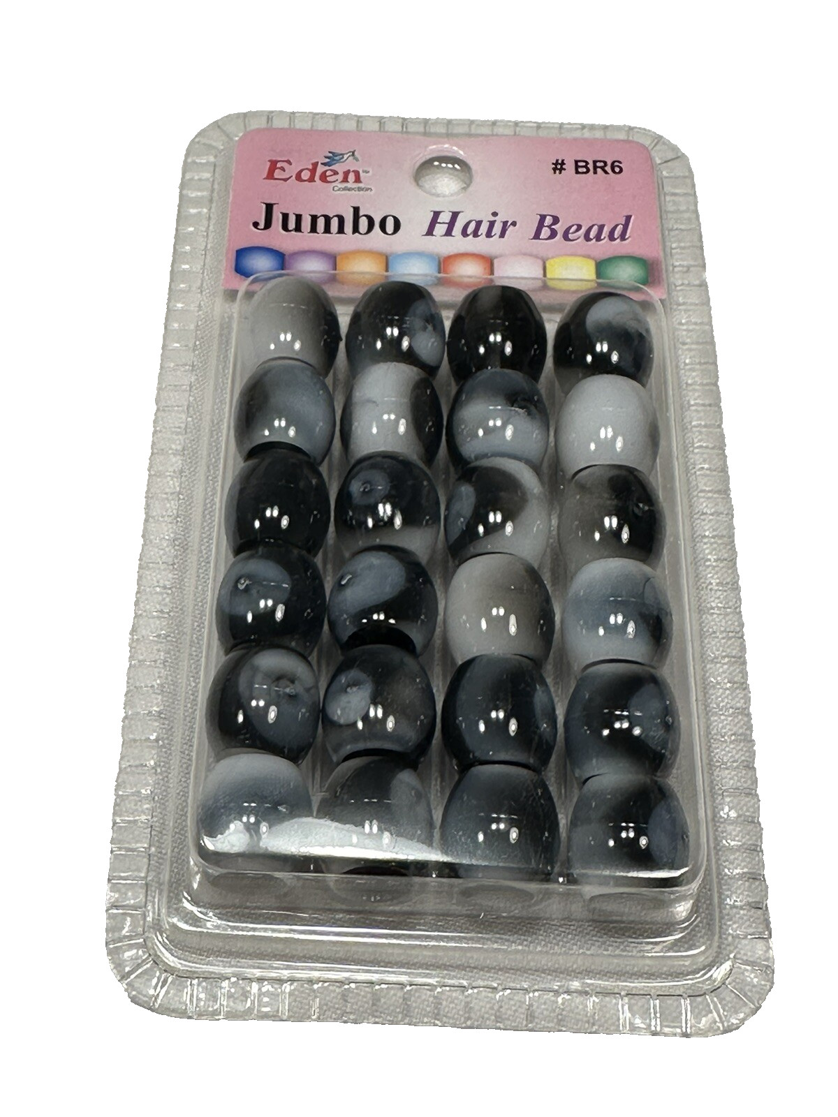 NEW eden 24 count jumbo hair bead accessories braids BR6 BLACK WHITE