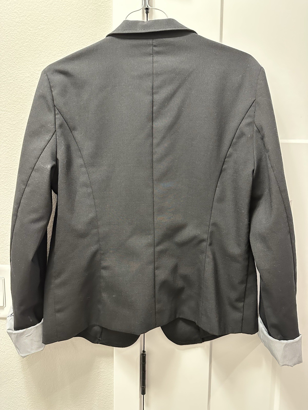 Gap Women’s Black Lined Wool Blend Blazer One-Button Pockets Long Sleeve 8