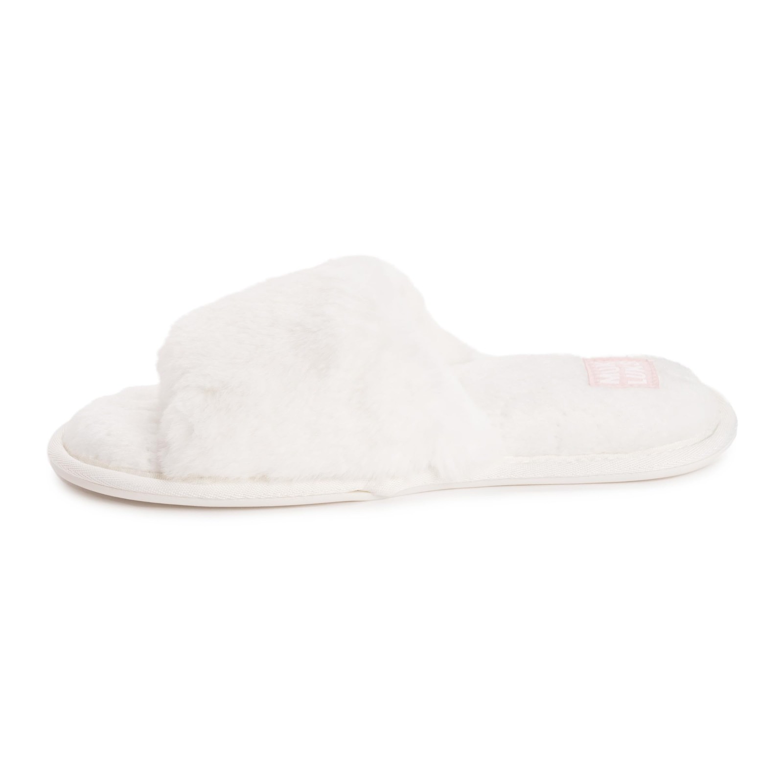 Muk Luks Women’s Sariah Slide Slipper, White, M (7-8) Medium, White