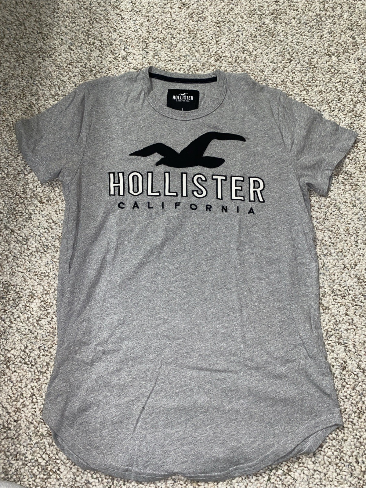 Hollister Unisex T-Shirts Small Short Sleeve Logo Crew Neck Tee Light/Dark Grey