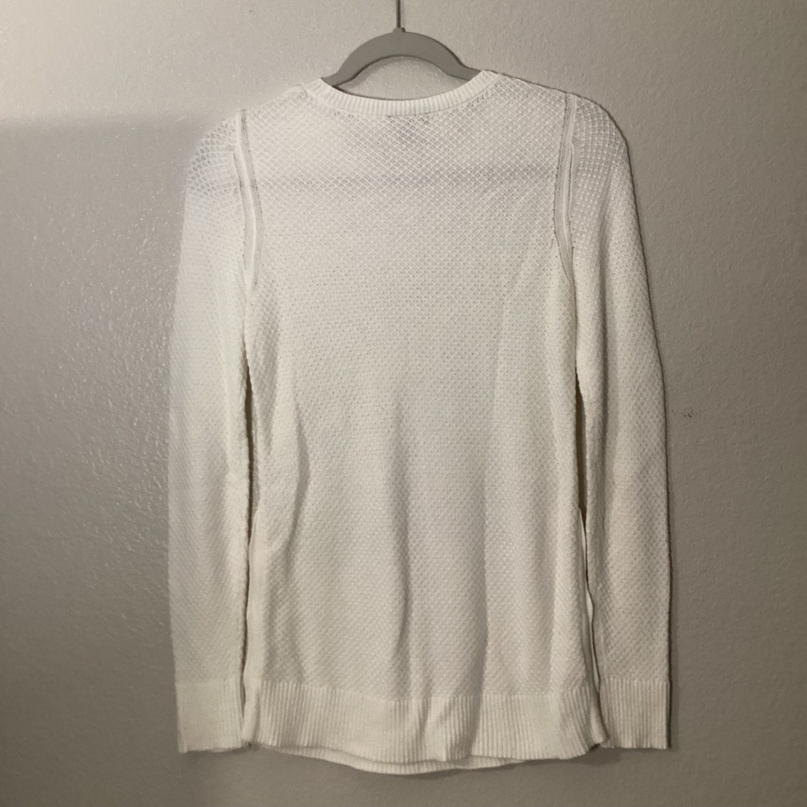 Ann Taylor Factory Cream Button Accent Textured Knit Sweater Womens