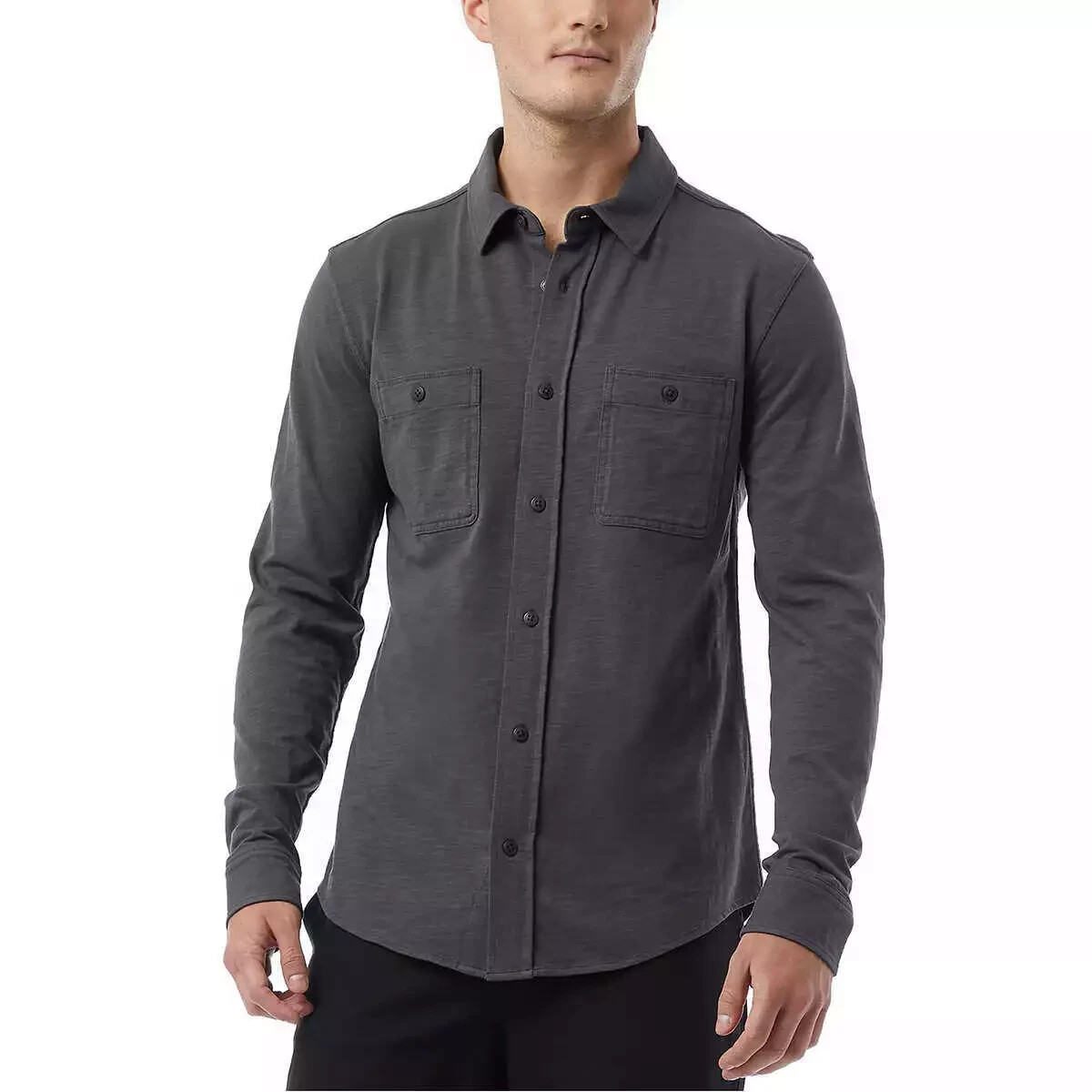 32 Degrees Cool Men’s Long Sleeve Button-Up Shirt, Gray, Size M