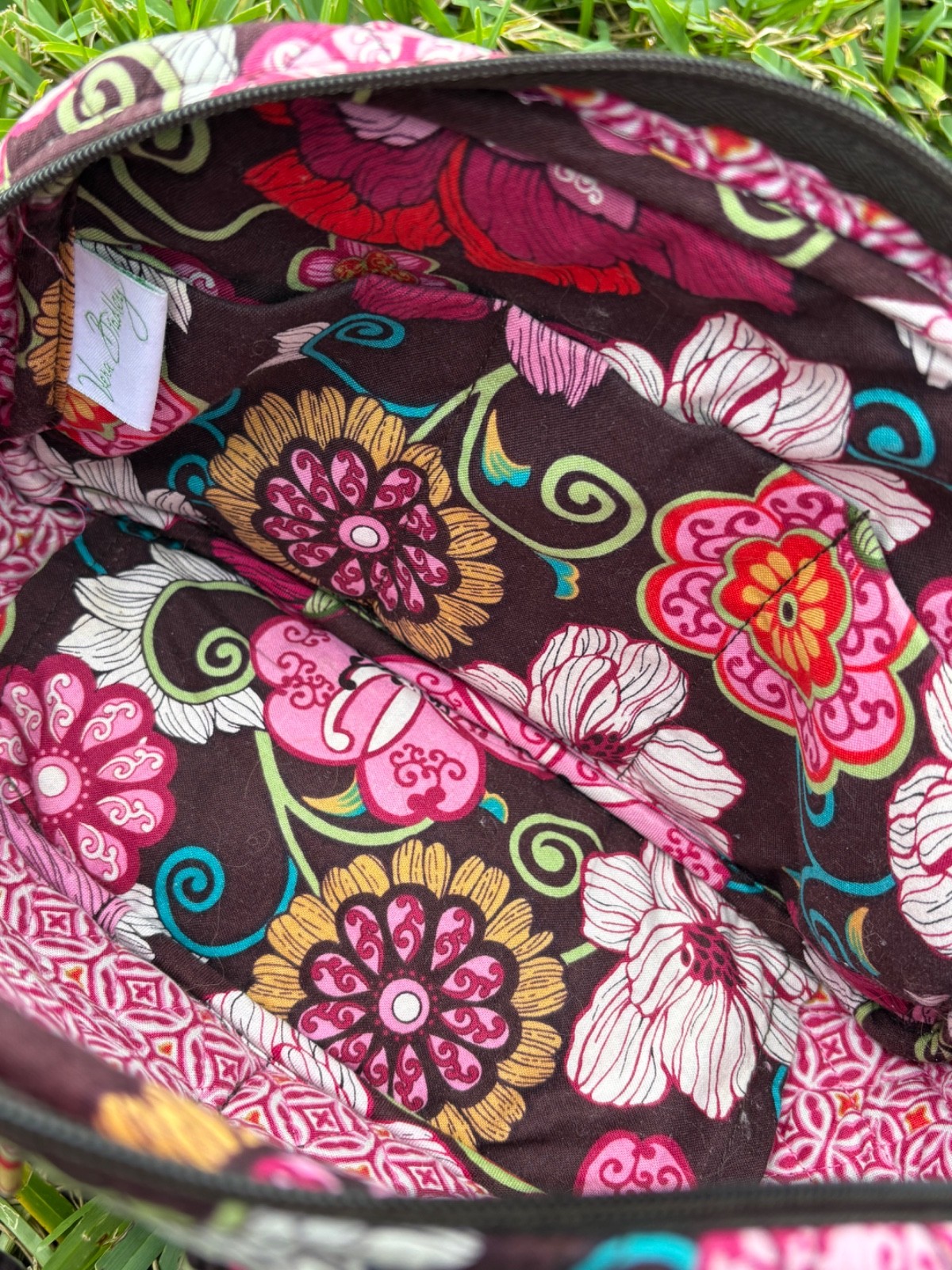 Vera Bradley Mod Floral Pink Mini Bowler Bag Handbag Retired Print Cottagecore