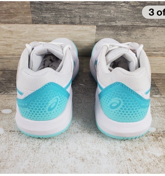 ASICS Gel-Dedicate 8 Pickleball Shoes Womens Sz 8.5 White & Aqua Run Small