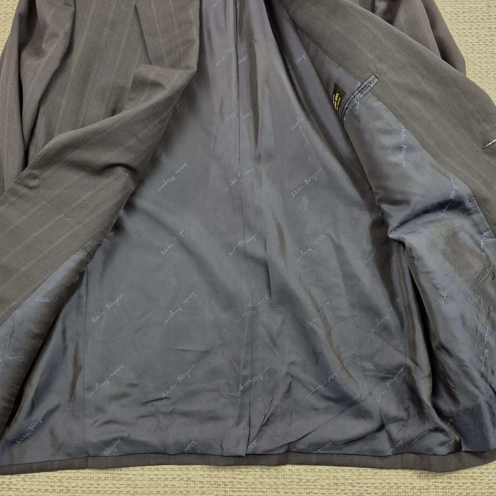 Salvatore Ferragamo Suit Jacket Mens IT 56 44 Gray Stripe Wool Two Button Italy