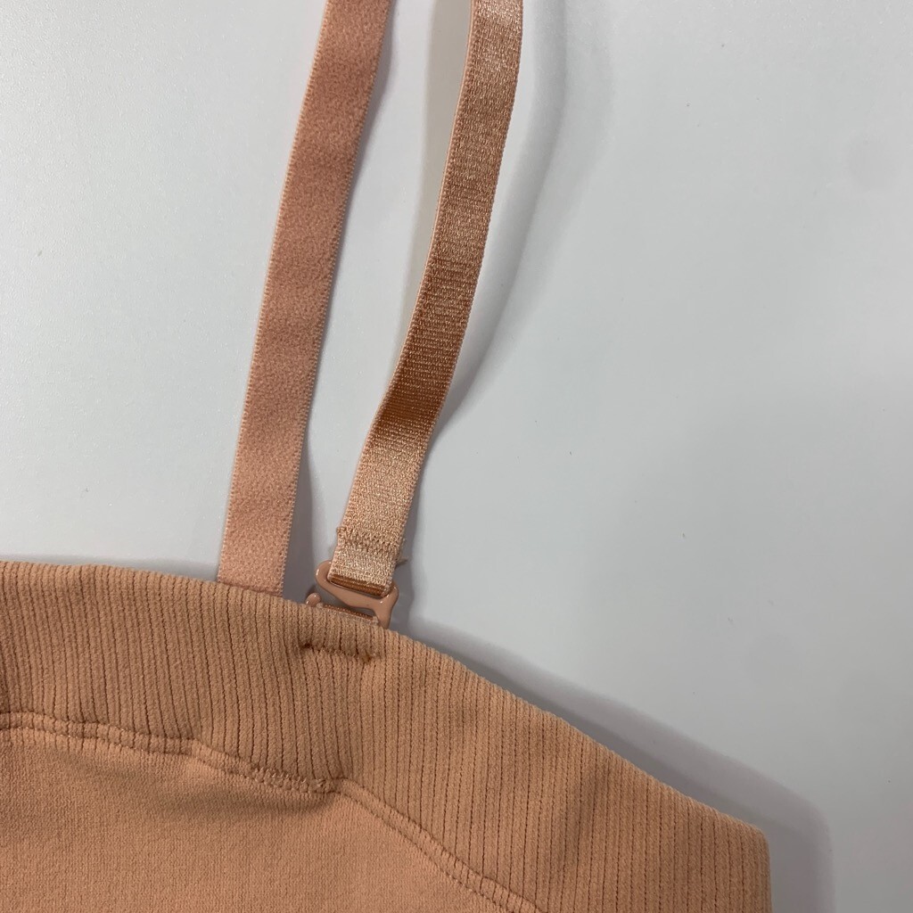 Fabletics Bandeau Women S Small Peachy Sand Cropped Camilla Sculpt Knit Unpadded